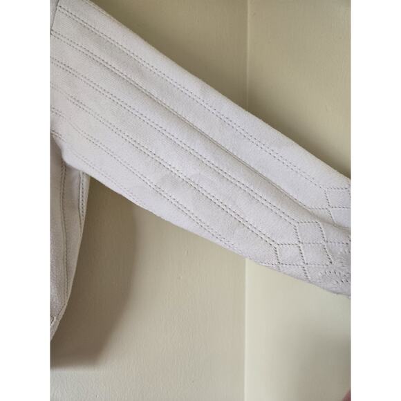 Simple Retro Floral Cardigan Grandma Cottagecore Ivory Pastel Embroidered Knit - Picture 8 of 12